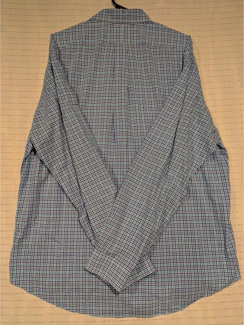 Ralph Lauren Blue Checkered Long Sleeve Shirt Slim Fit 100% Cotton Stretch XXL - Picture 9 of 9